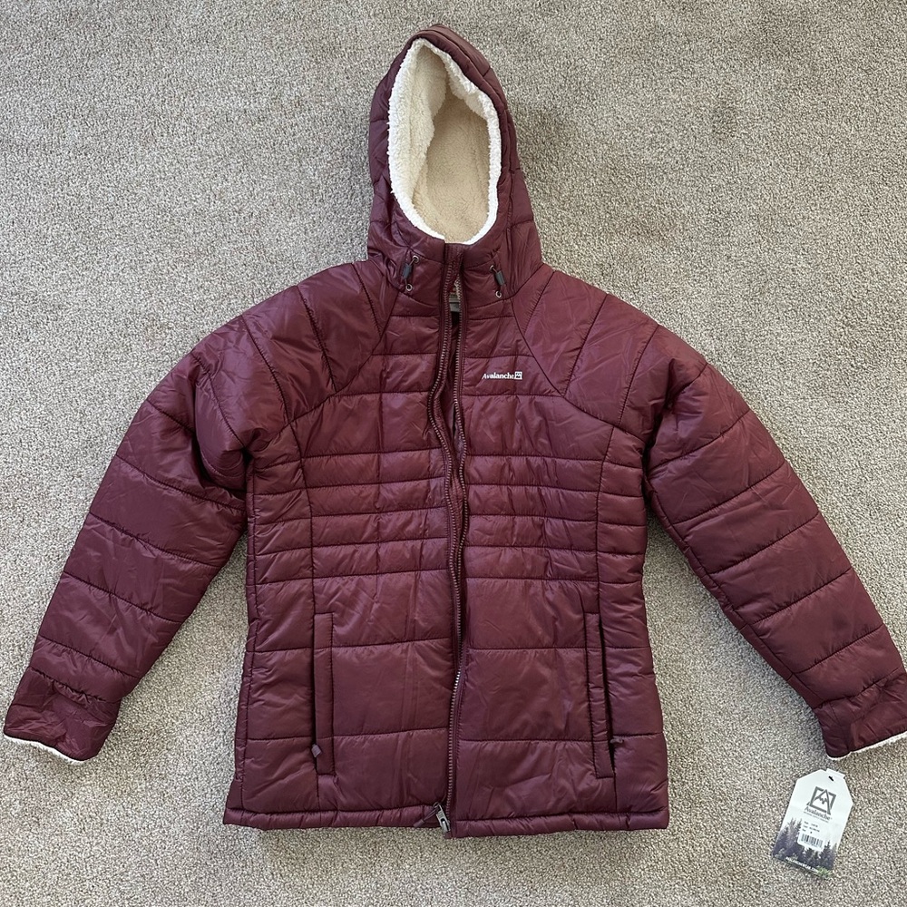 New With Tags! Avalanche warm puffy coat with fleece lined hood and cuffs.